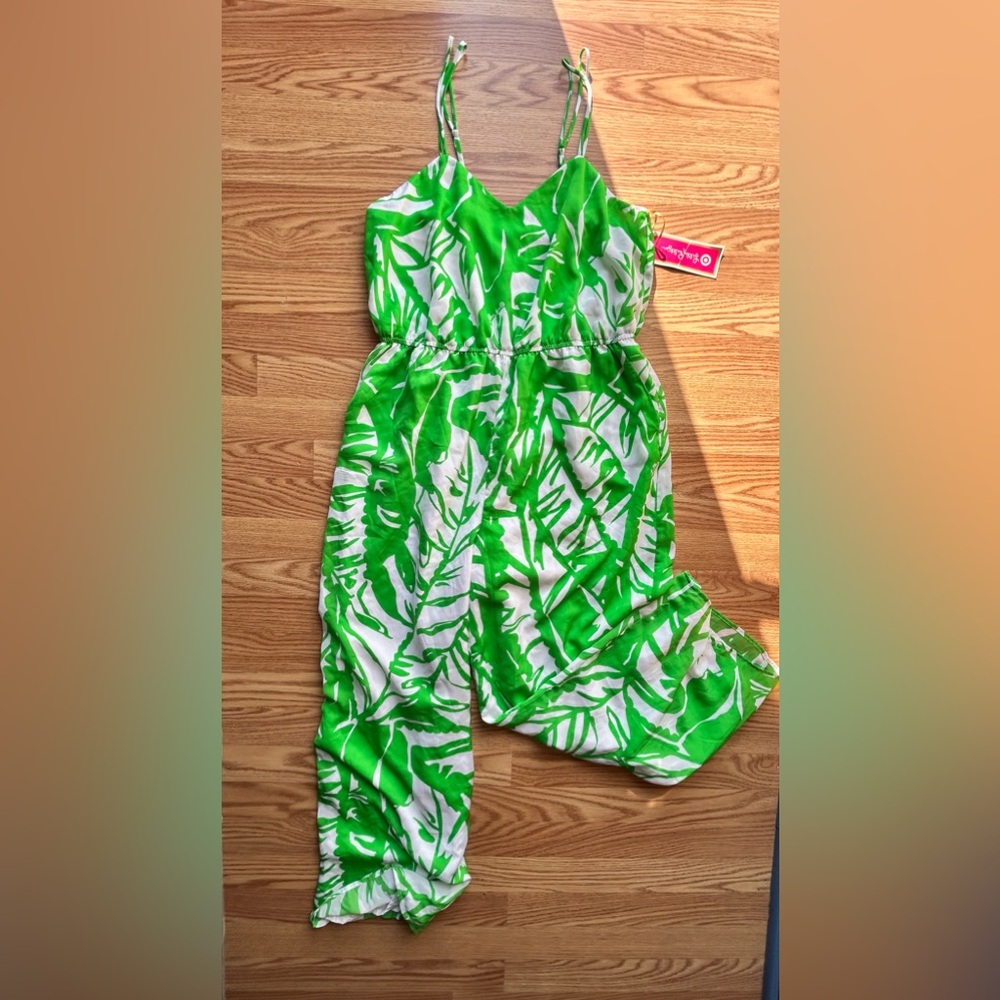 Lilly Pulitzer For Target Boom Boom Sleeveless V-Neck Jumpsuit Green White XXL